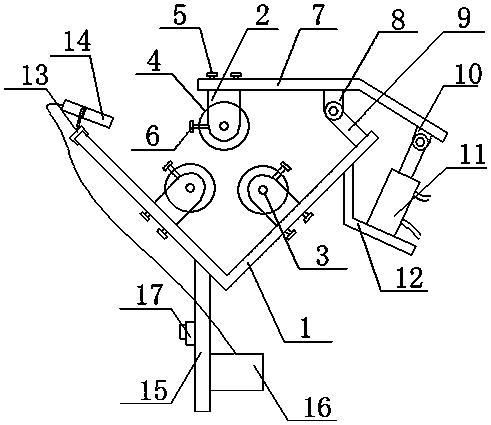 Fixing device for three-roll skew rolling mill