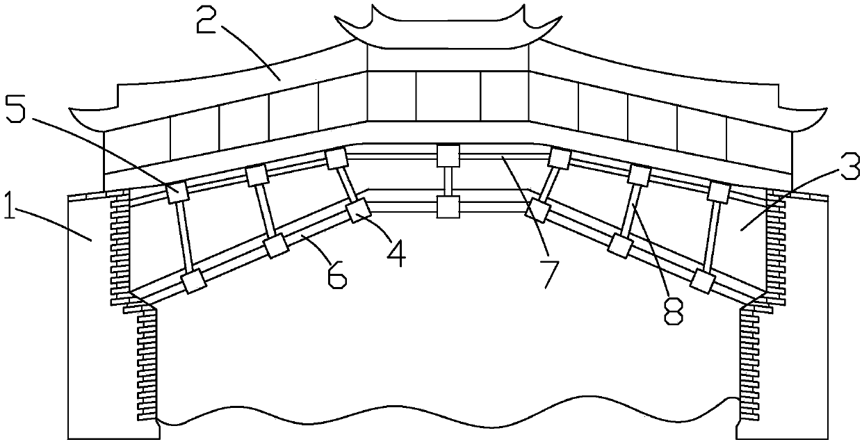 Repair and reinforcement device and installation method for ancient building covered bridge