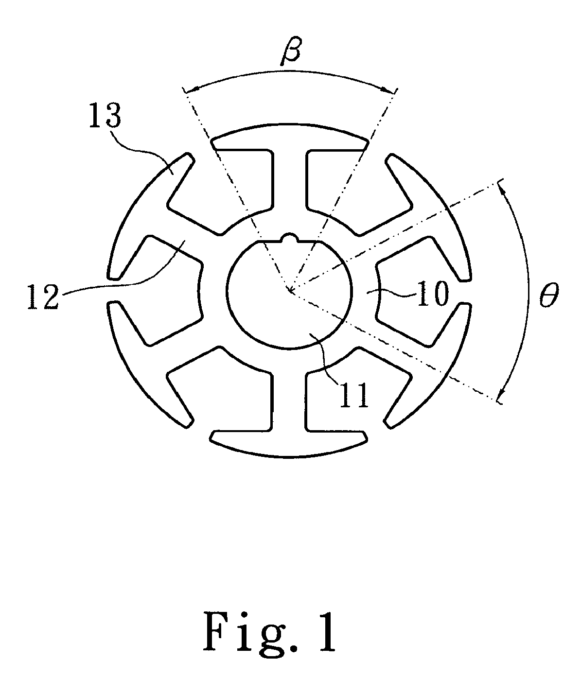 Pole piece structure of stator with radial winding