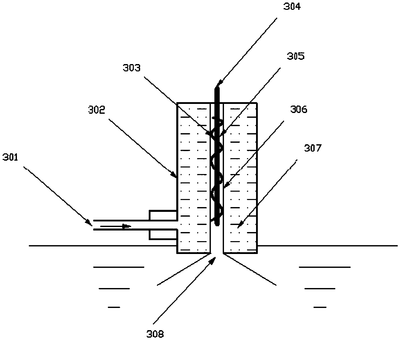 Device for reacting discharge plasma positioned on gas-liquid interface of swirl gas column