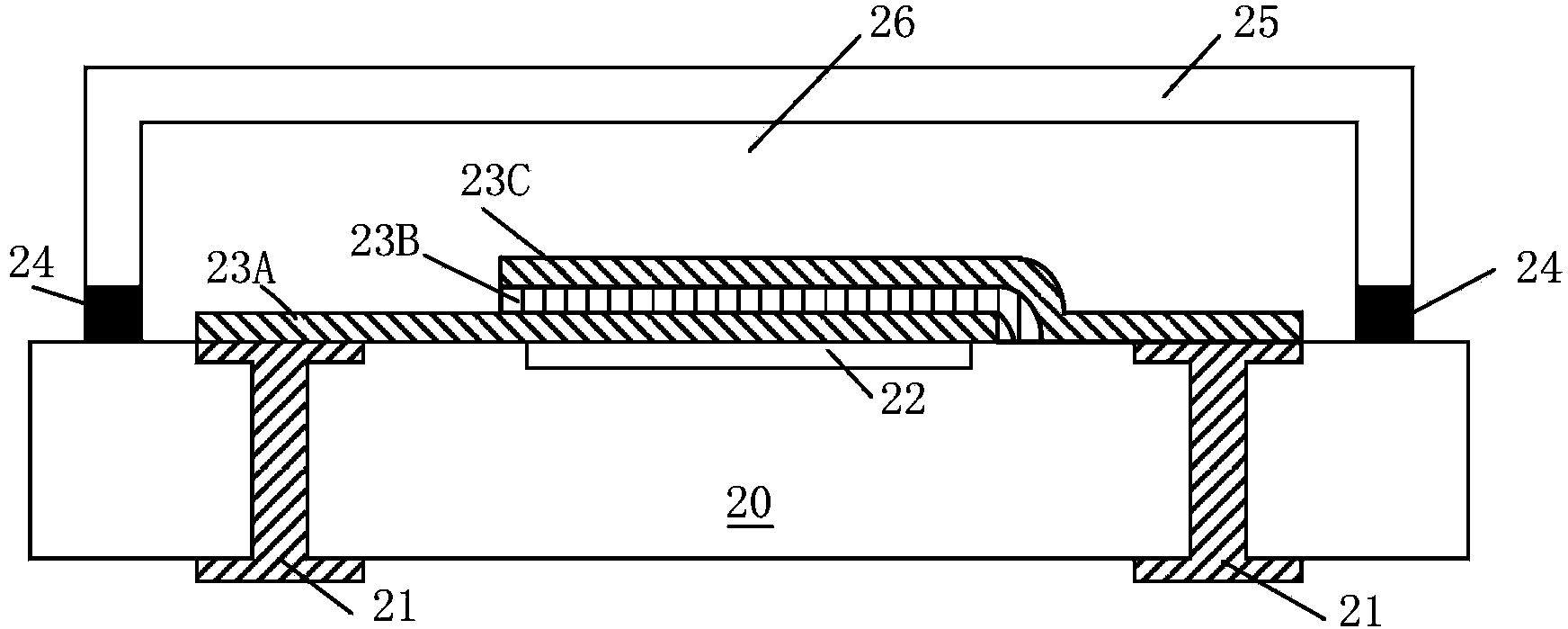 Semiconductor device packing structure and semiconductor device packing technological process