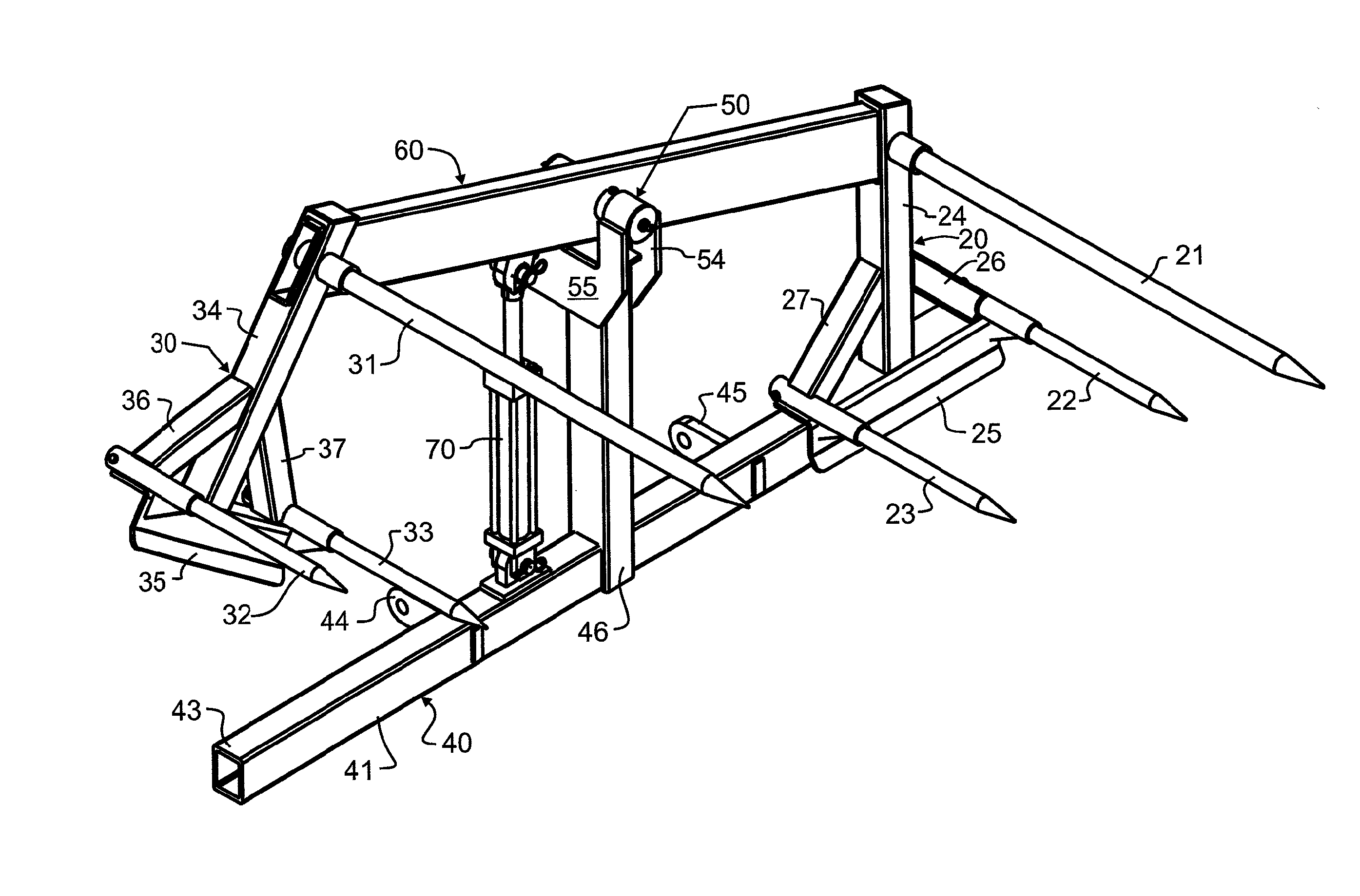 Dual bale lift with longitudinal and machinery pivots
