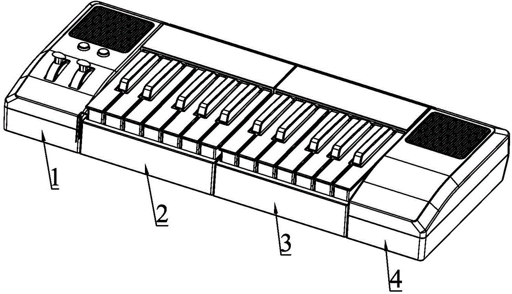 Continuous-combined detachable key module electronic organ