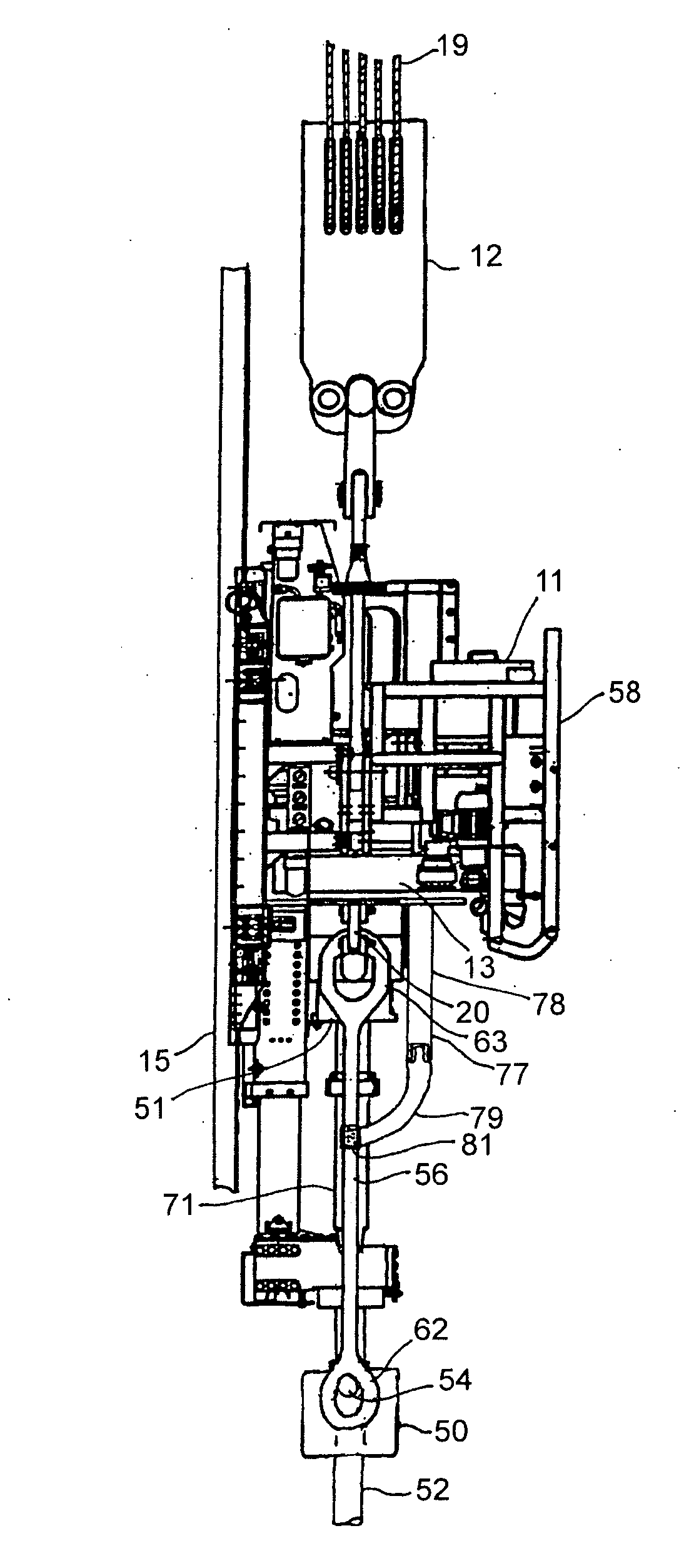 Hands-free bail-elevator locking device with combined power/control connector, bail spreader and method for use