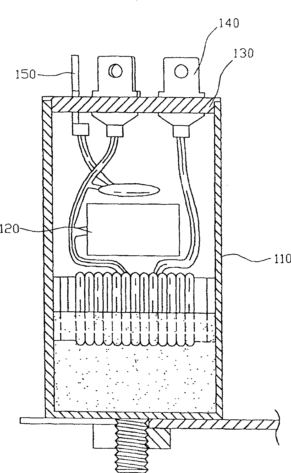 Lead fixing structure of noise filter