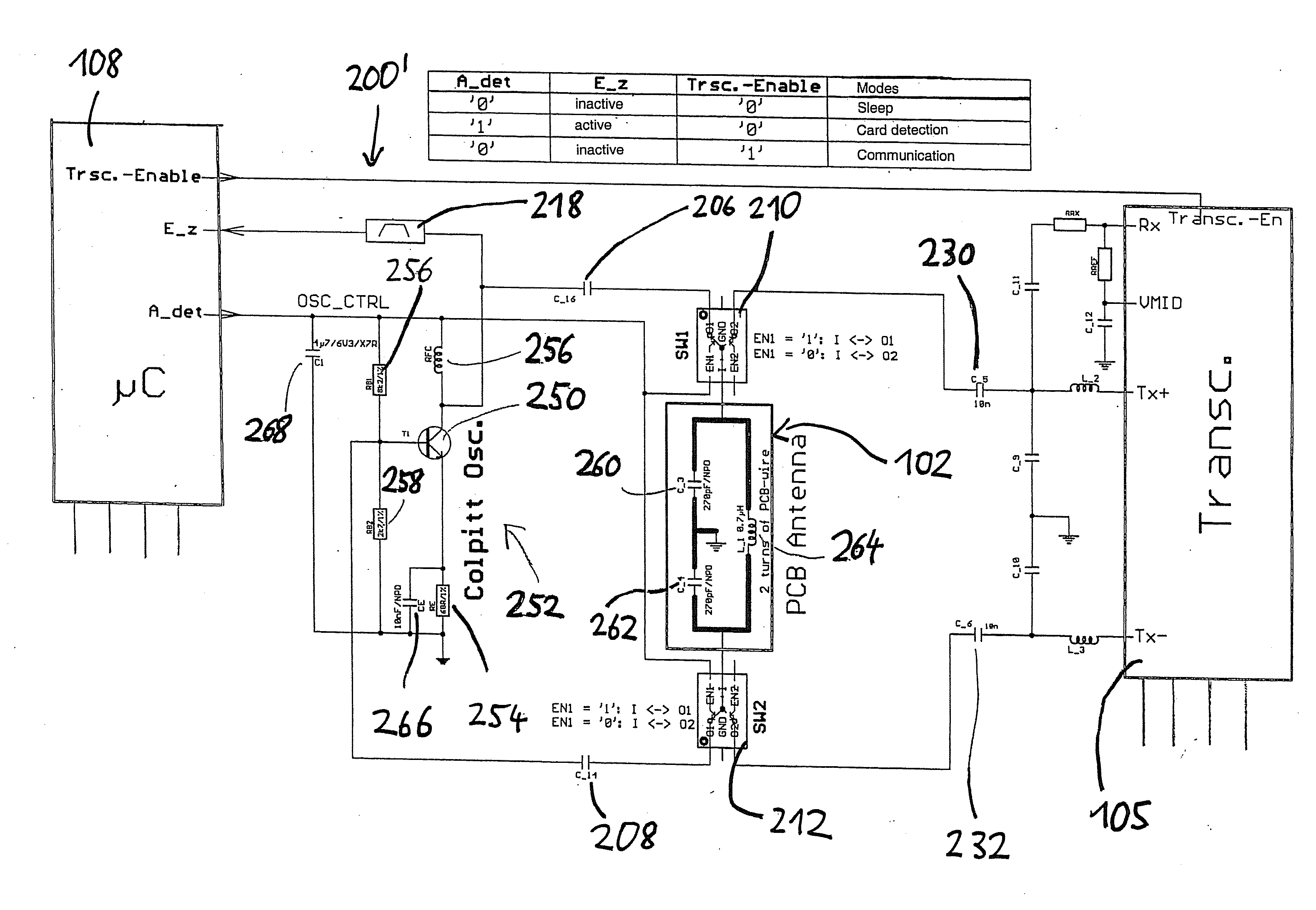 Low-energy detection of a transponder by means of read unit and a system for identity determination and/or authorization determination, optionally in the form of a locking system