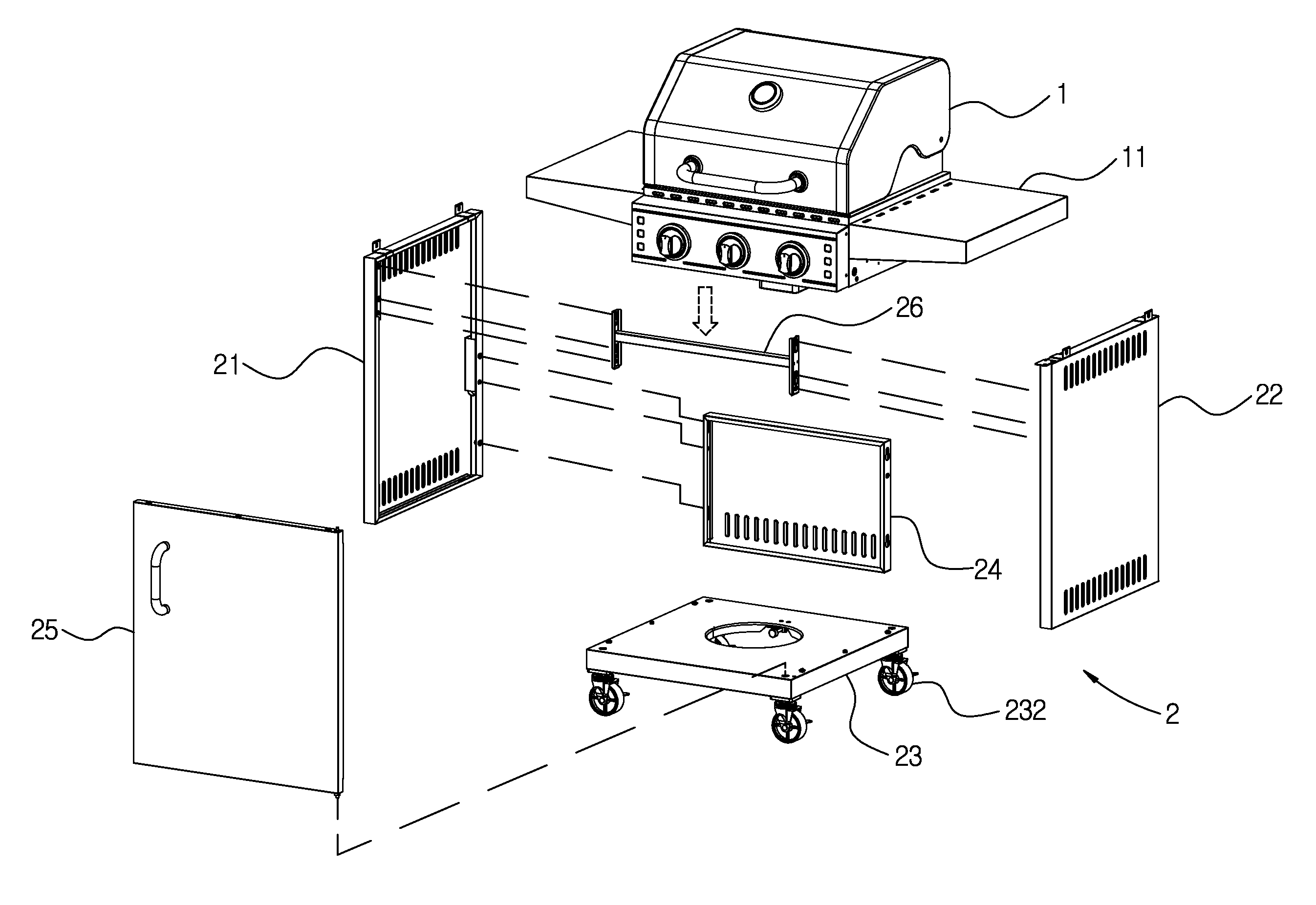 Connecting structure for barbecue grill