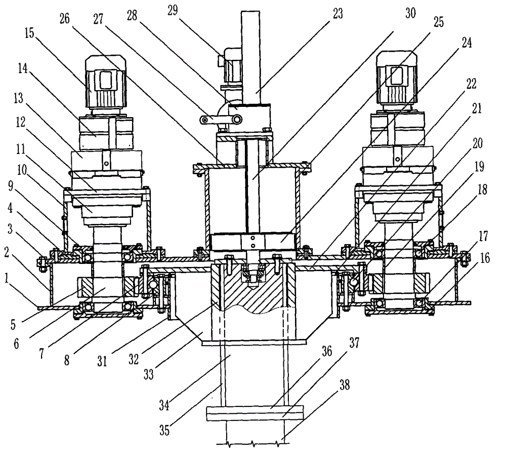 Dual-driving lifting type transmission system of thickener