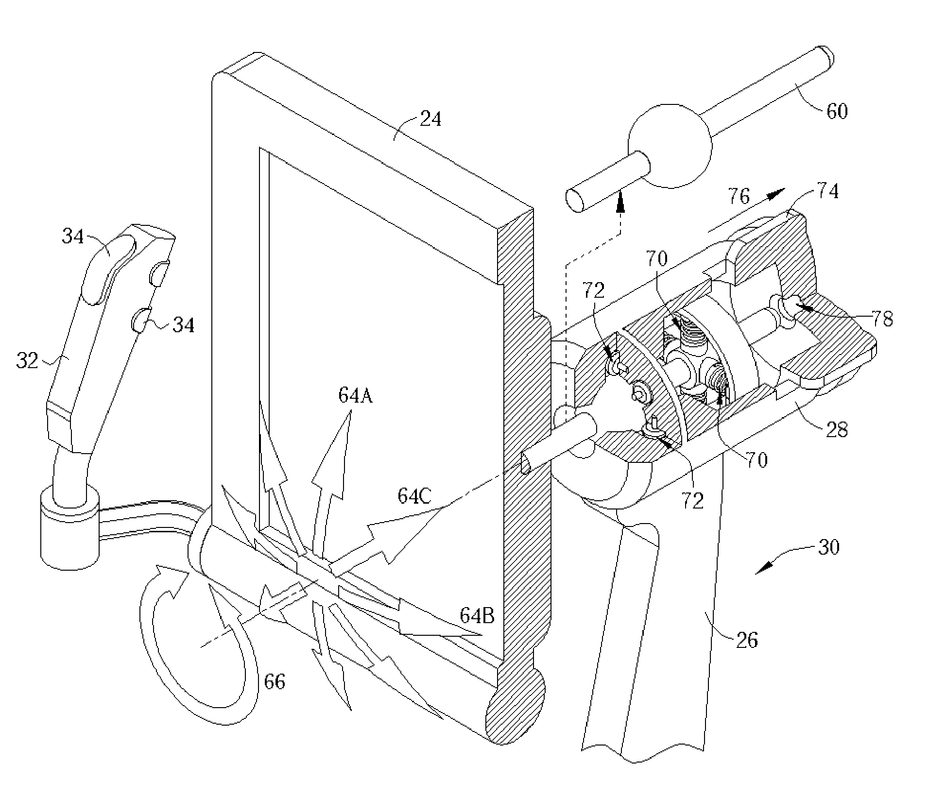 Interface apparatus combining display panel and shaft