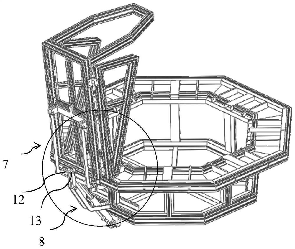 Folding system of bottom plate and handrail combined structure