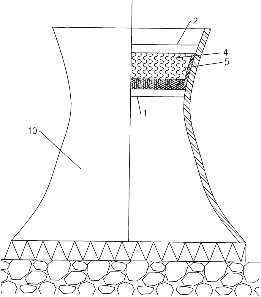 Runoff electrostatic water collection device and cooling tower with runoff electrostatic water collection device