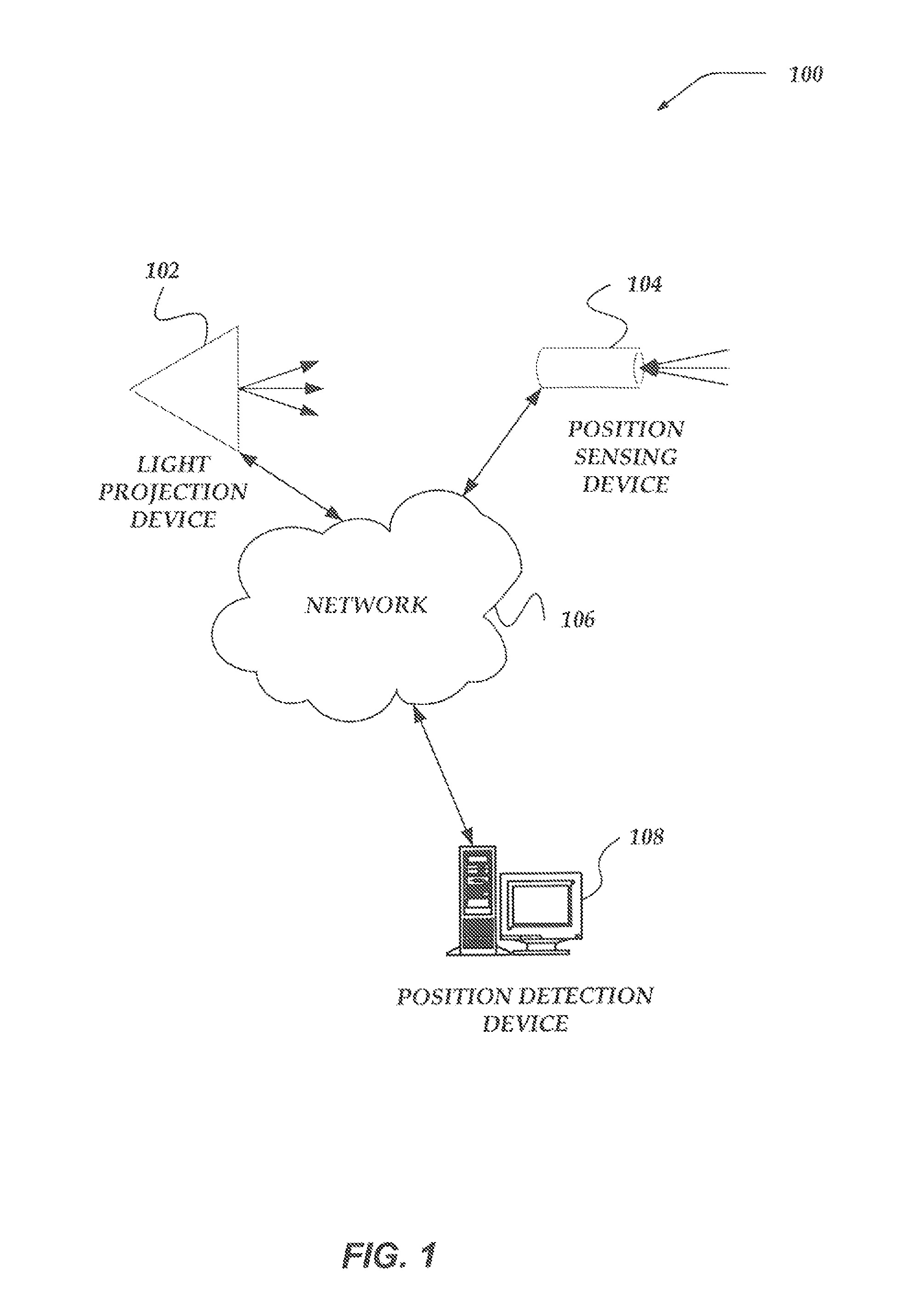 Scanning optical positioning system with spatially triangulating receivers