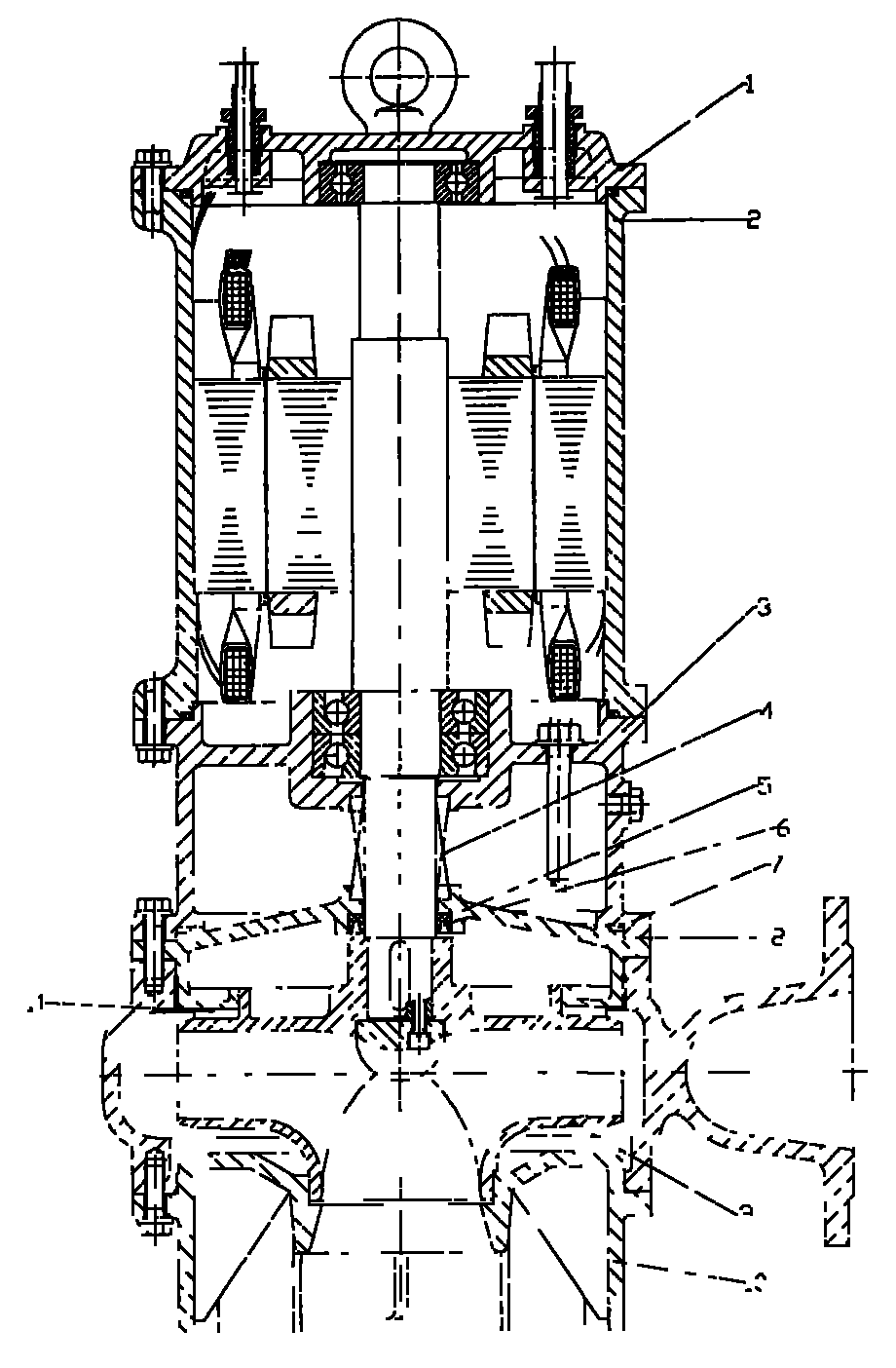 Novel efficient diving sewage pump