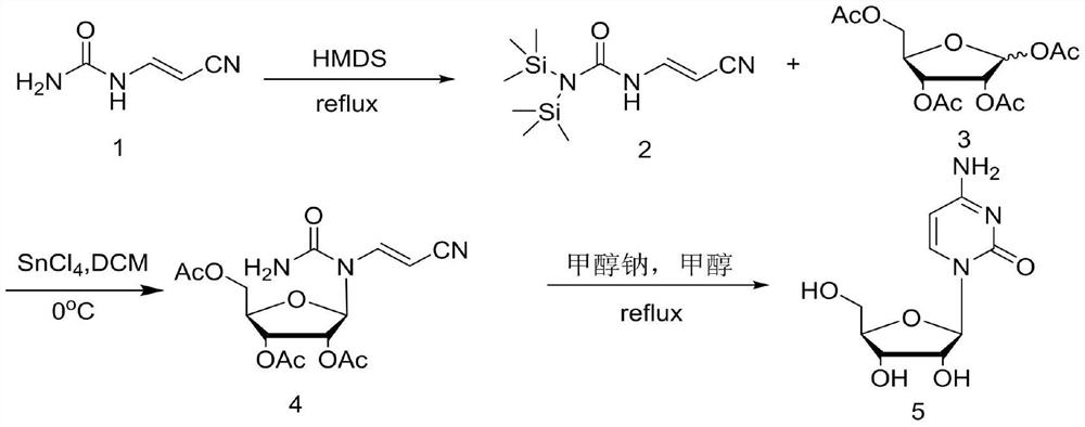 A kind of method of synthesizing cytidine nucleoside