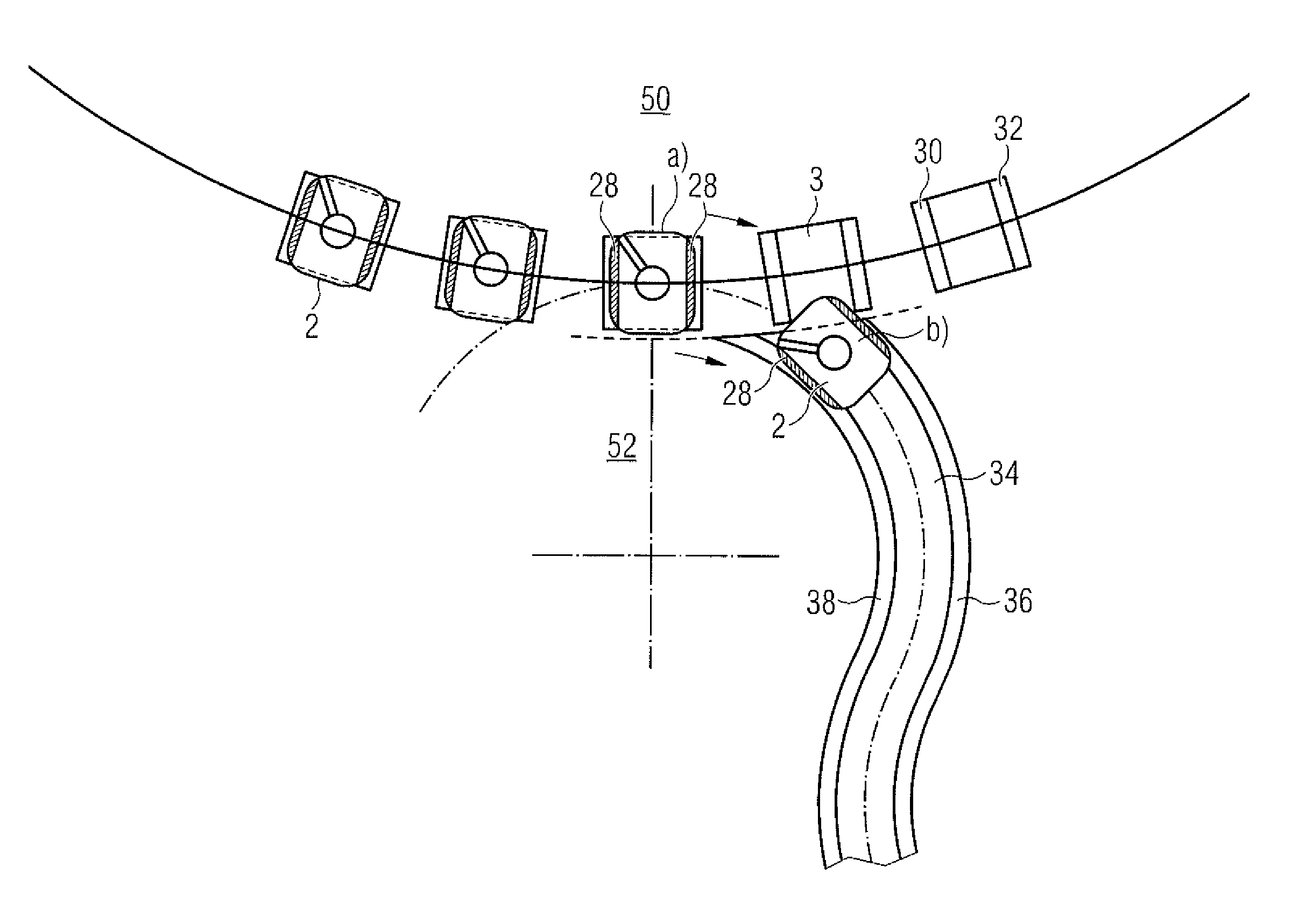 Method and device for transporting containers filled with fluid