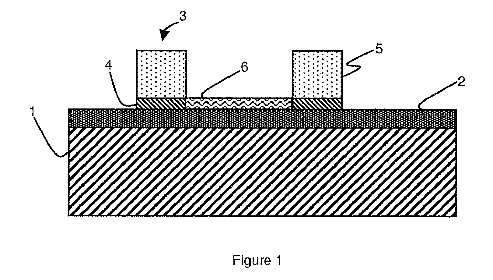 Method of growing, on a dielectric material, nanowires made of semi-conductor materials connecting two electrodes