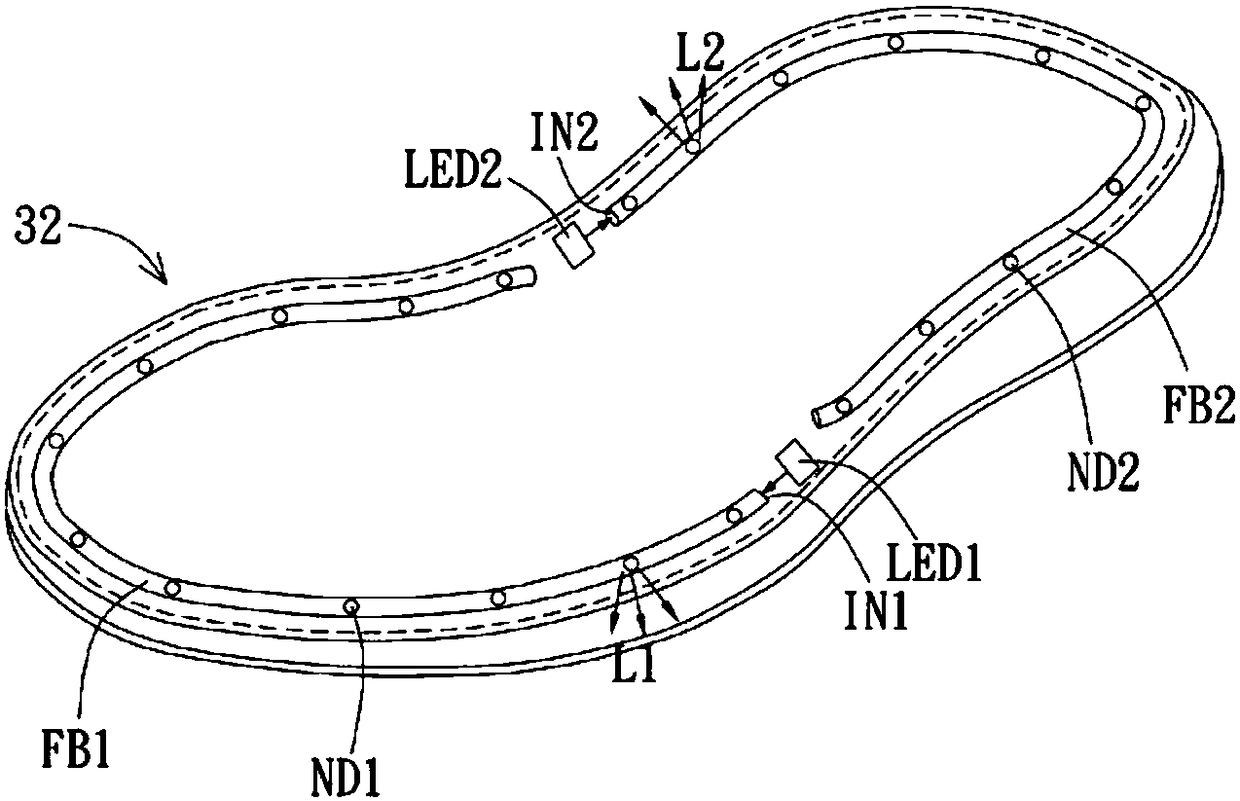 Light-emitting device applied to shoe product and running method of device