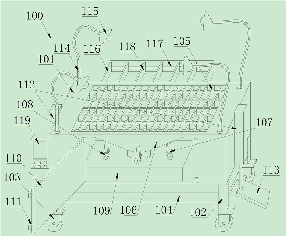 Inspection table convenient to waste liquid treatment for medical clinical laboratory