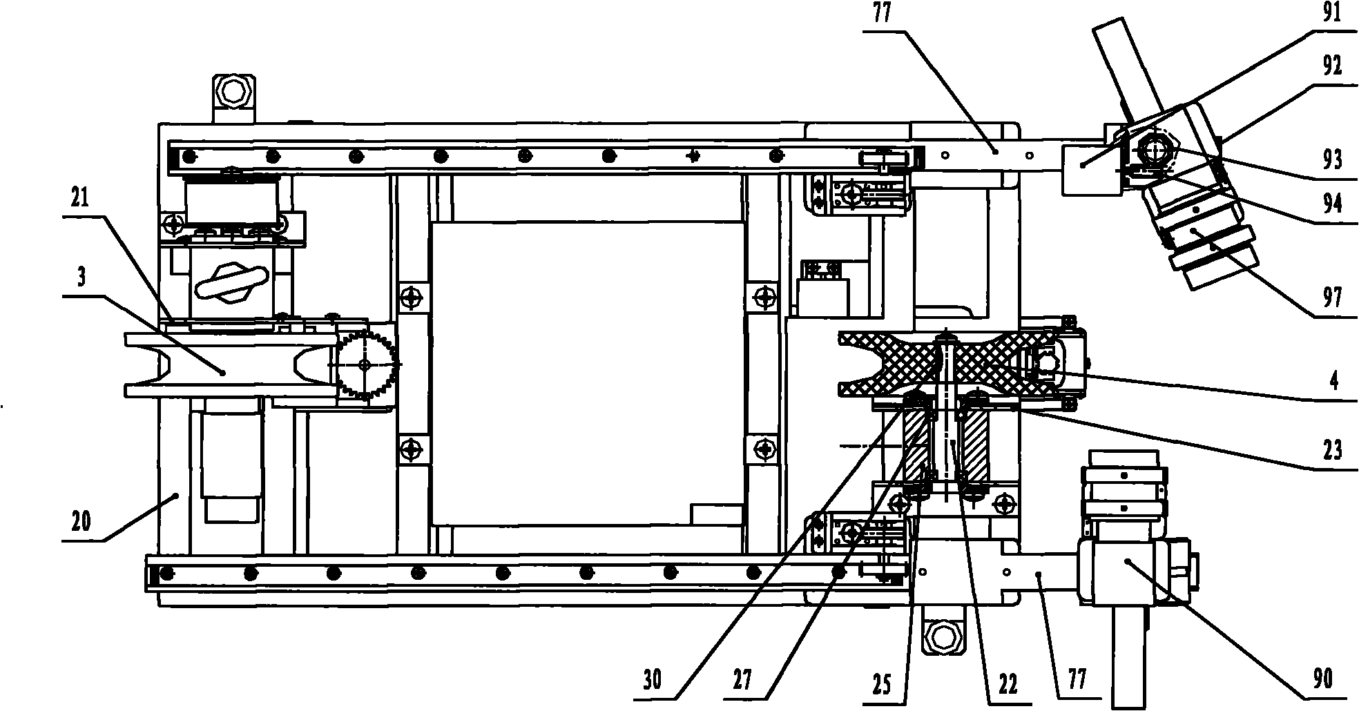 Arm extending type braking multi-CCD full-angle route inspecting robot