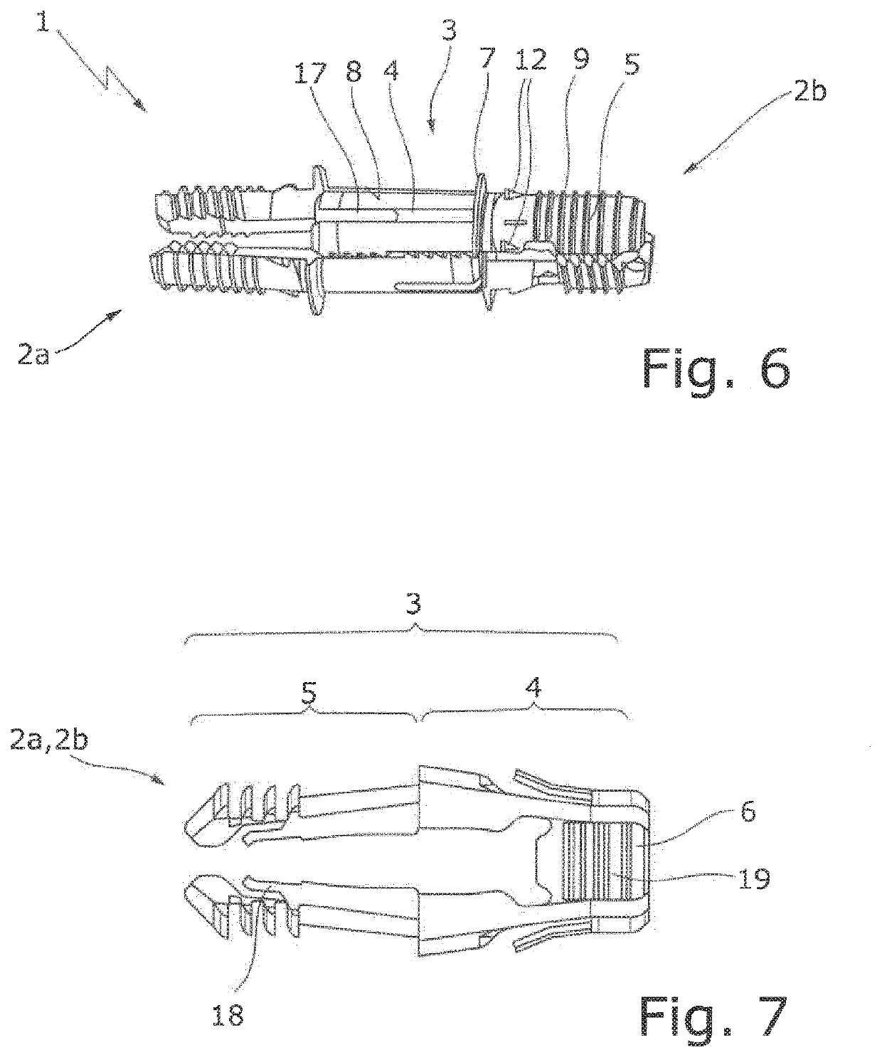 Connector for butt-connecting two components