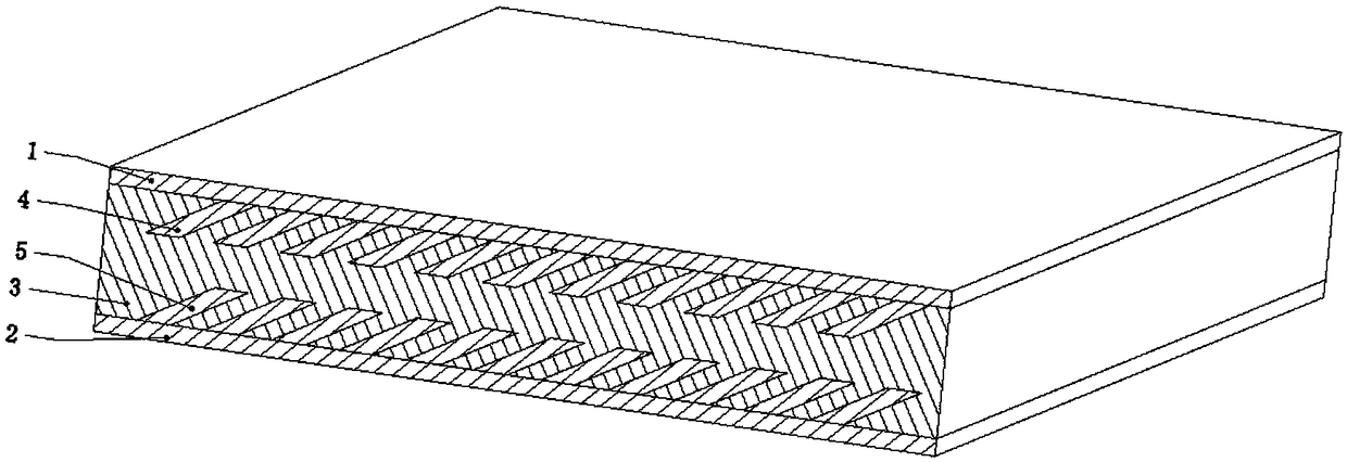 Double-side anti-layering sandwich plate with oblique rib plates and application, connection and preparation method thereof