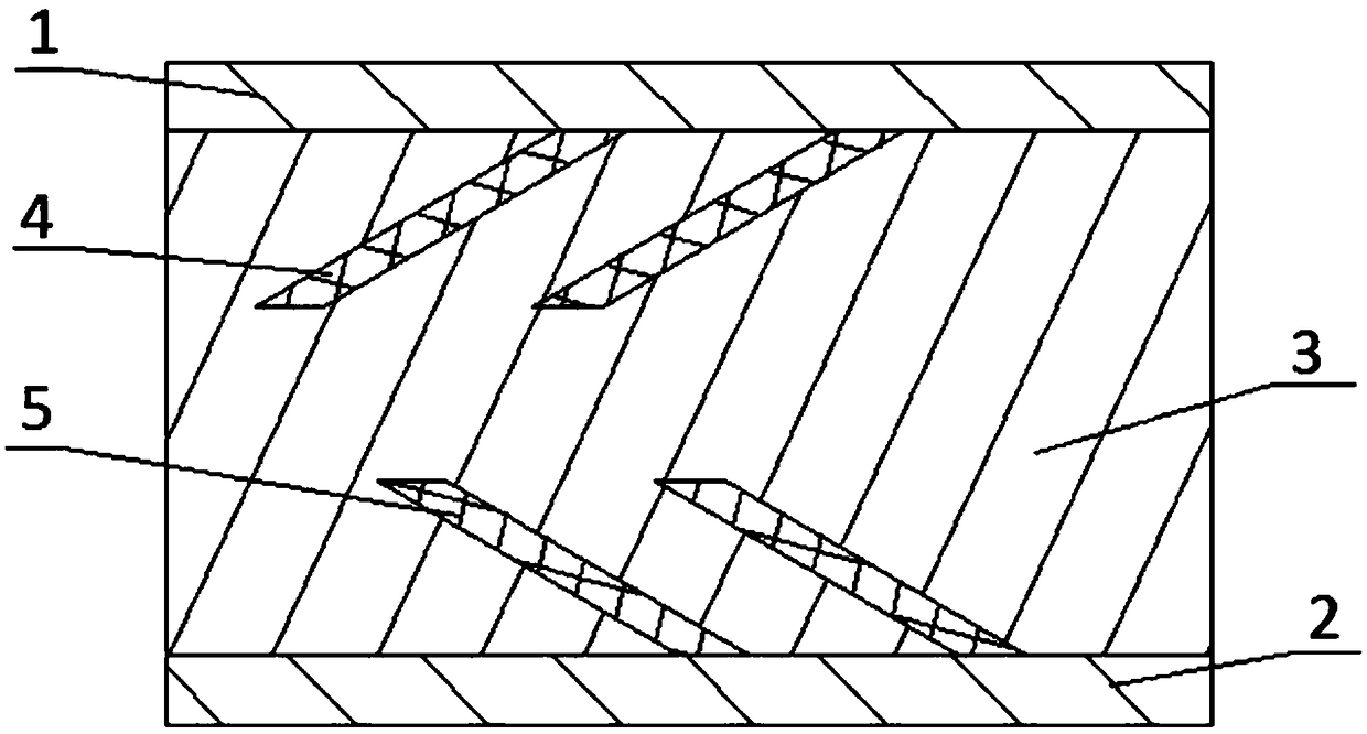 Double-side anti-layering sandwich plate with oblique rib plates and application, connection and preparation method thereof
