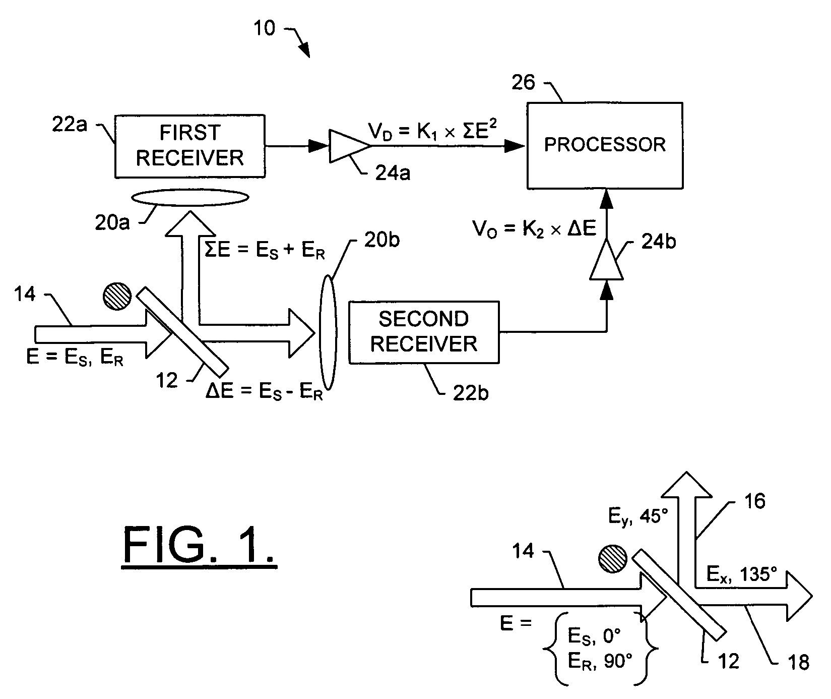 System and method for power ratio determination with common mode suppression through electric field differencing