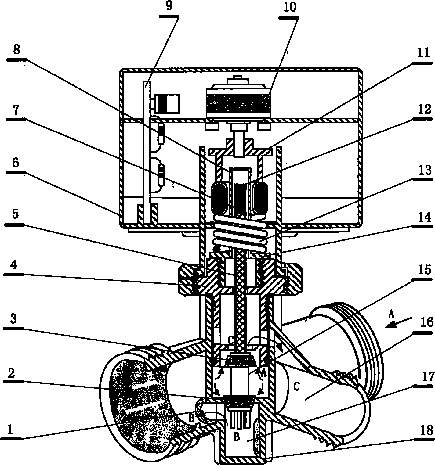 Three-way electric switching valve