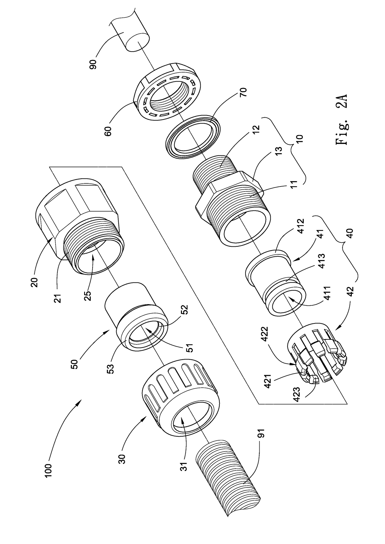 Cable and flexible conduit gland assembly