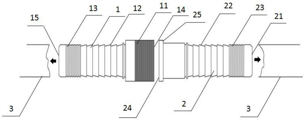 Breakage repairing device and method for flexible composite pipeline