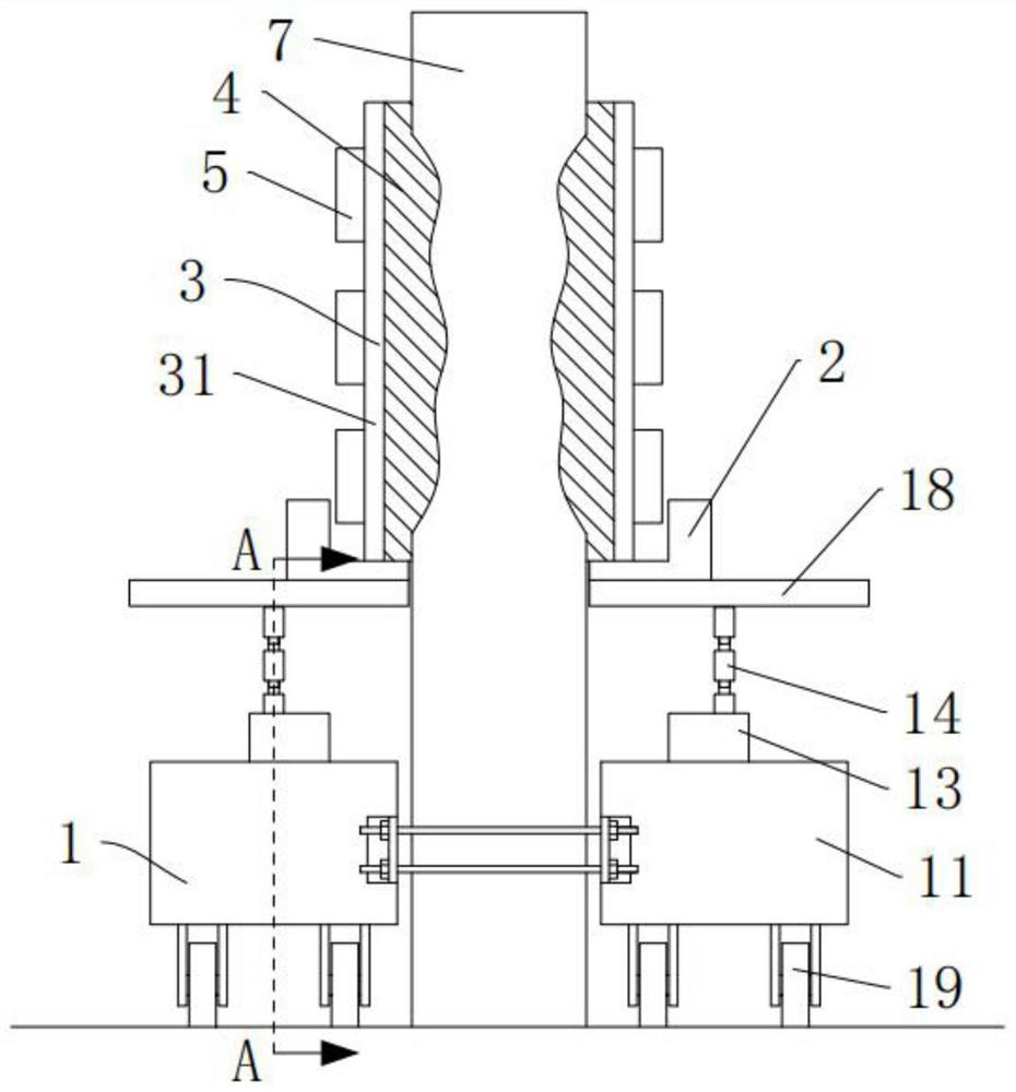 Self-compacting concrete FRP sleeve reinforcing device and construction method