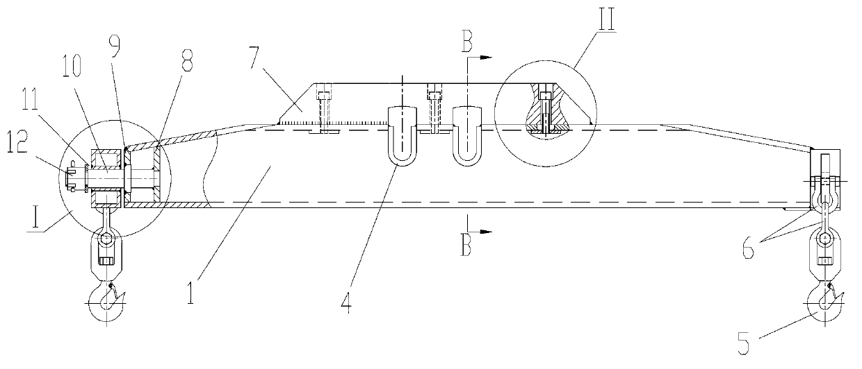 I-shaped hoisting device used for balanced lifting of box body