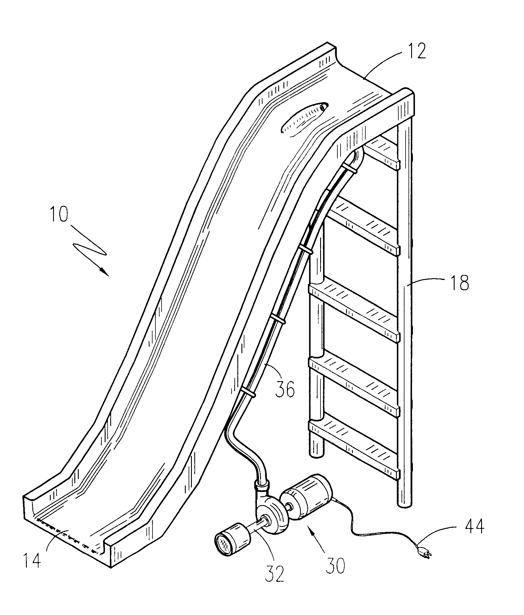 Self contained water slide for individual yard use