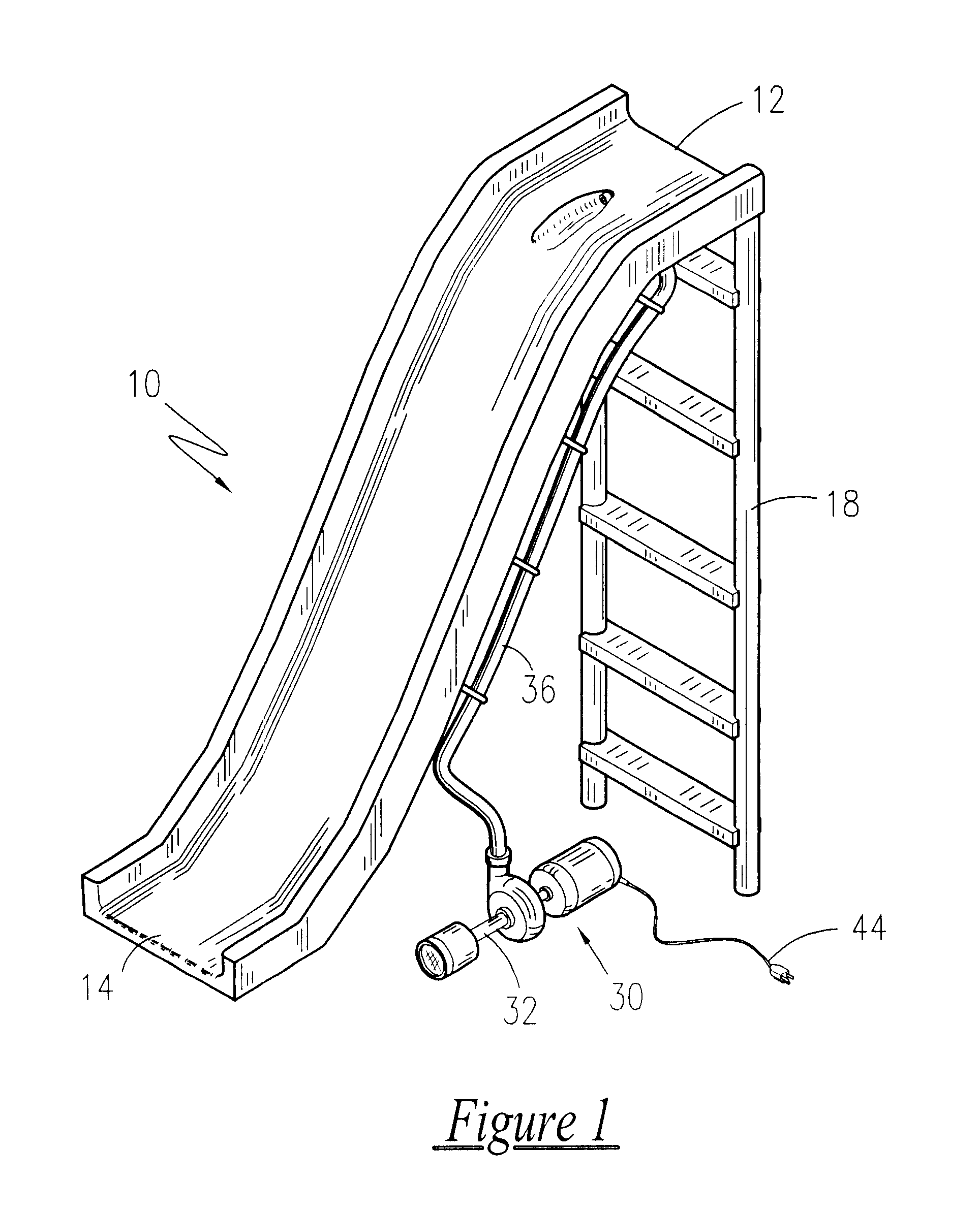 Self contained water slide for individual yard use