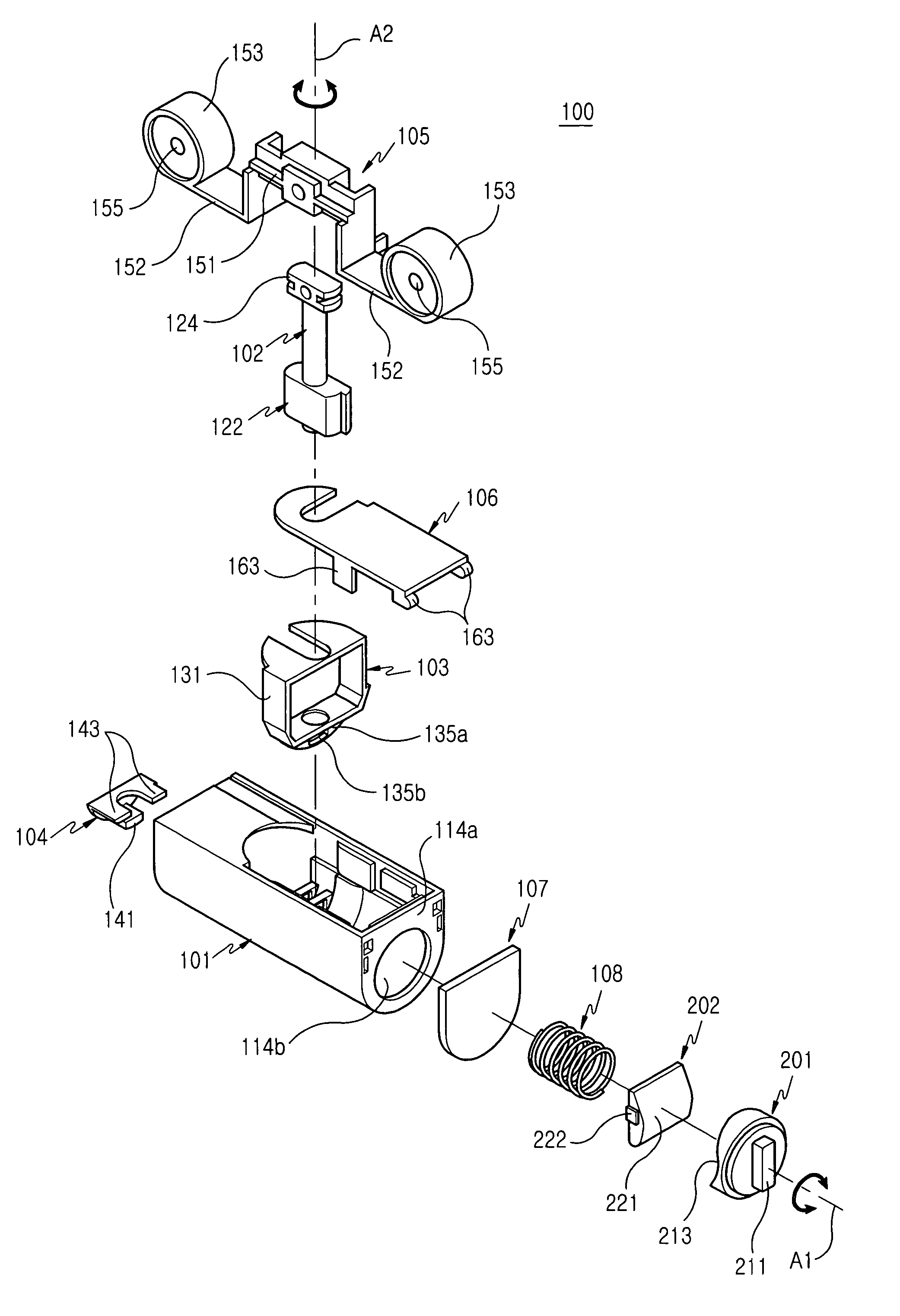 Rotary type hinge device for portable wireless terminal