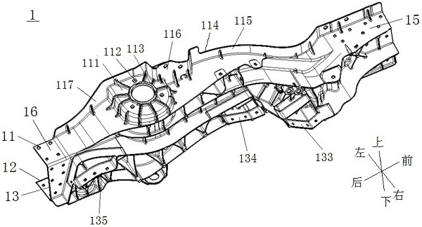 A rear longitudinal beam assembly and vehicle