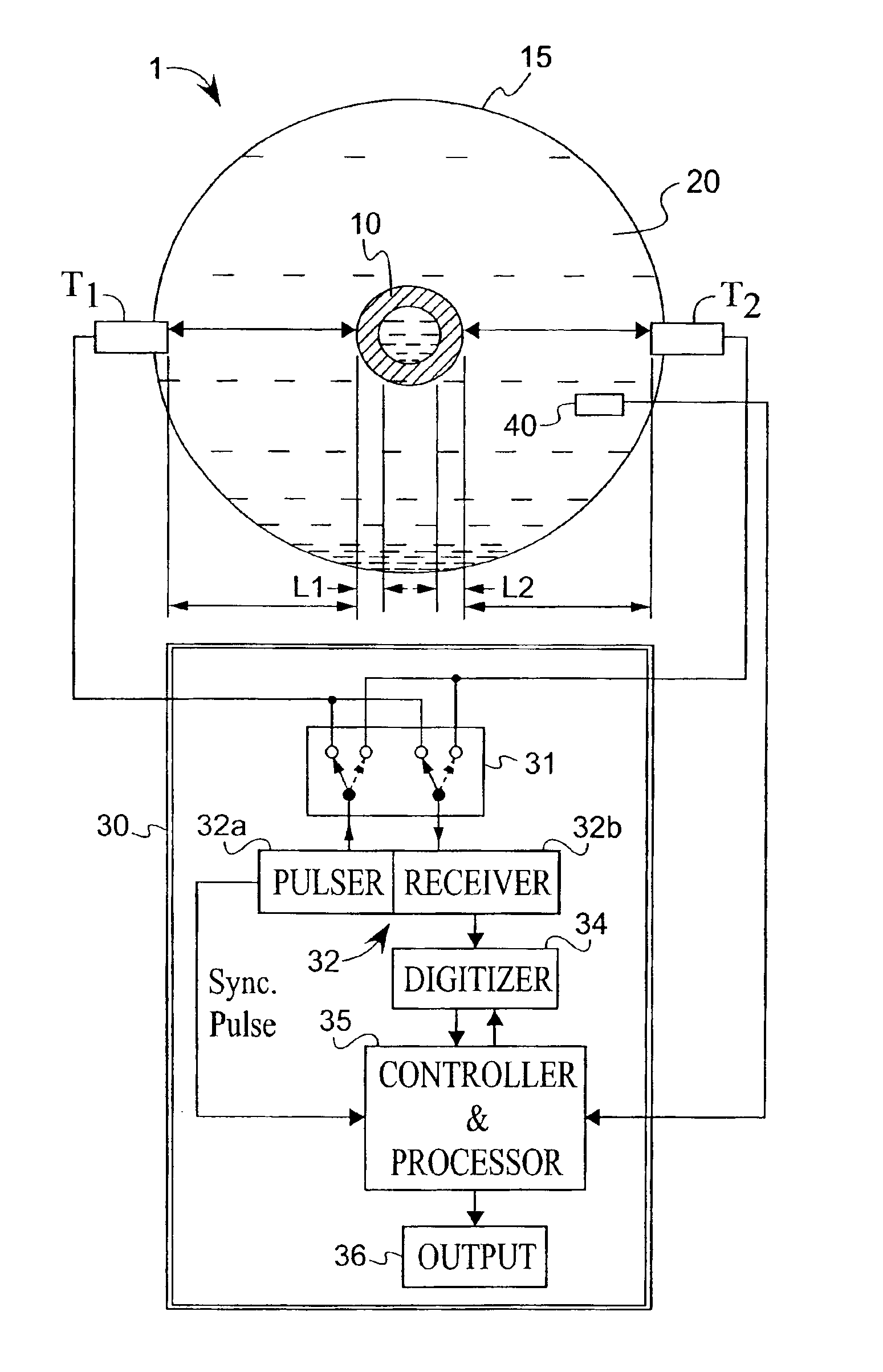 Method for determining the wall thickness and the speed of sound in a tube from reflected and transmitted ultrasound pulses