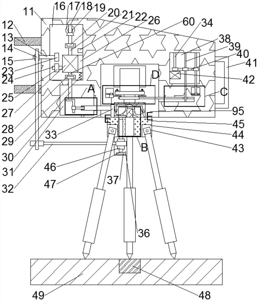 Adjusting device for accurately debugging angle of initial surveying and mapping theodolite