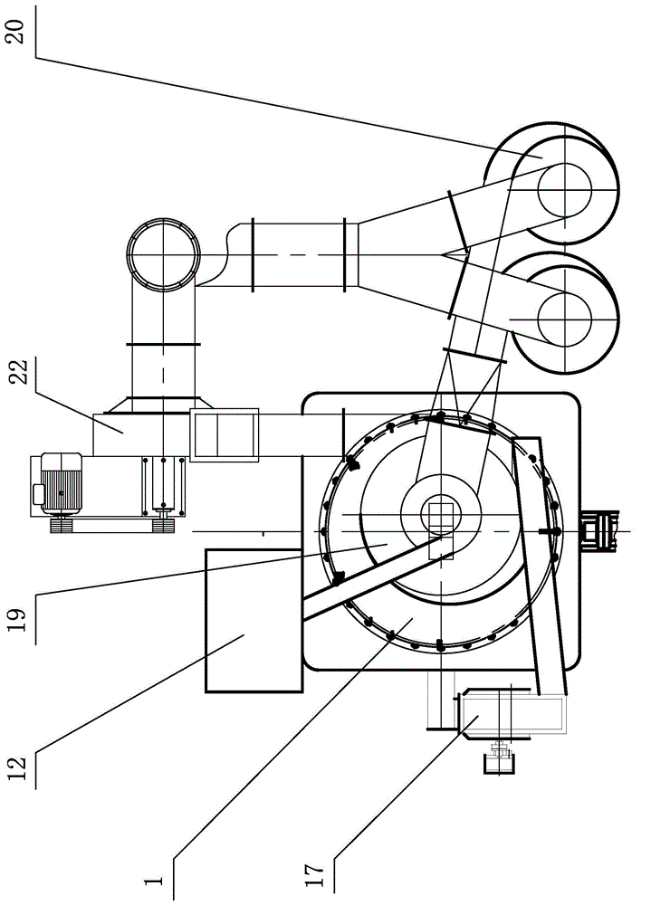 Inclined roll pressurized external circulating pulverizer