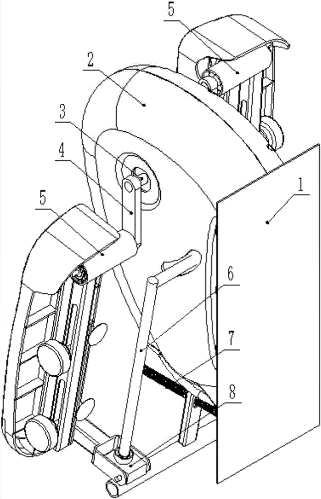 Adjustable leg and foot motion device of recovery machine