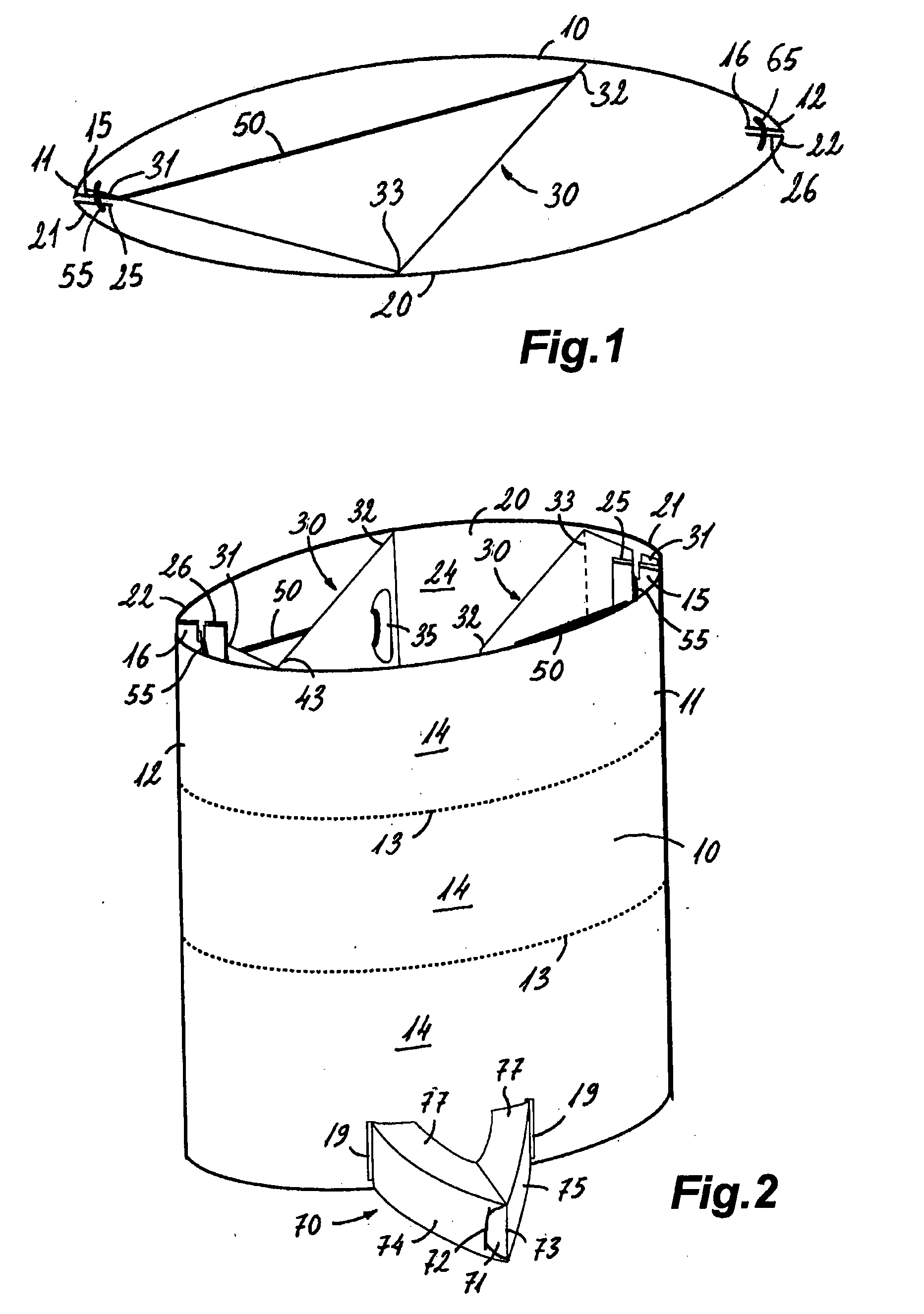 Collapsible, self-expanding display unit and push element for the expansion thereof