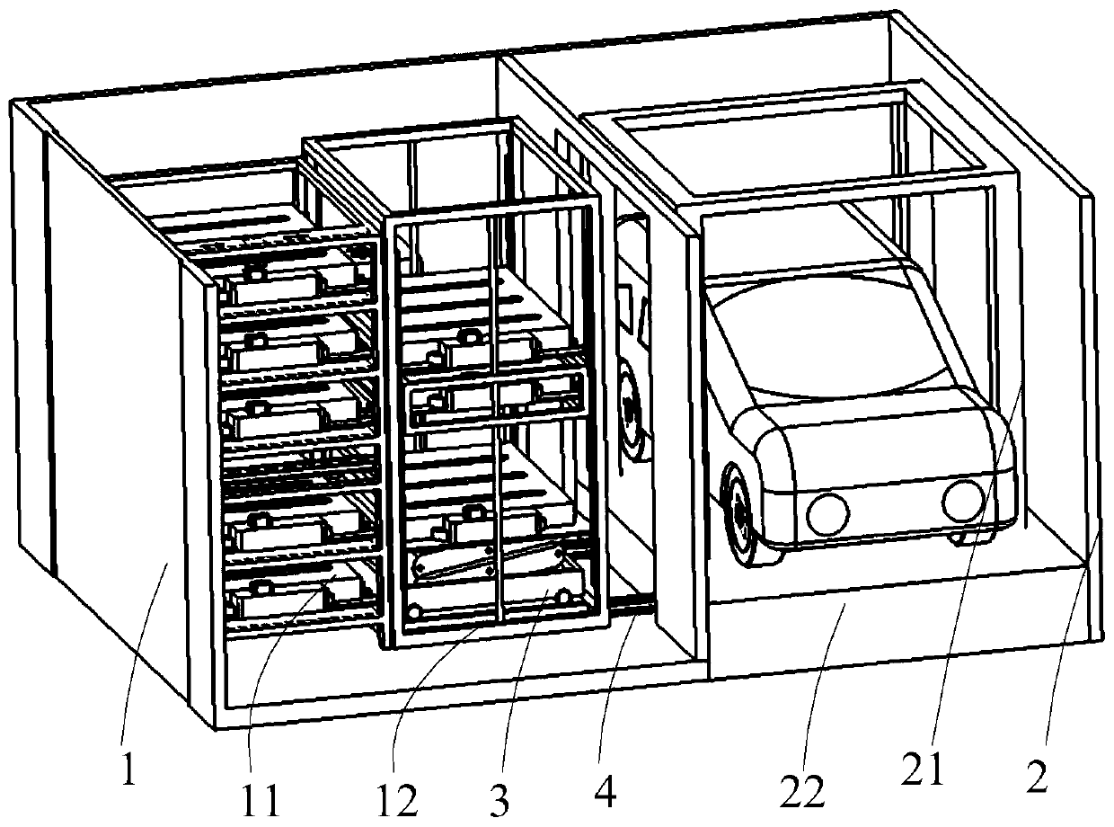 Expandable small-sized chassis type battery swap station applying lifter
