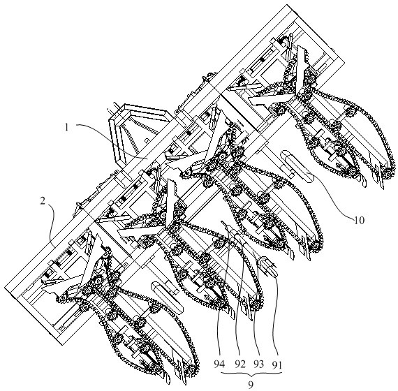 Multi-ridge and multi-row peanut windrowing harvesting device