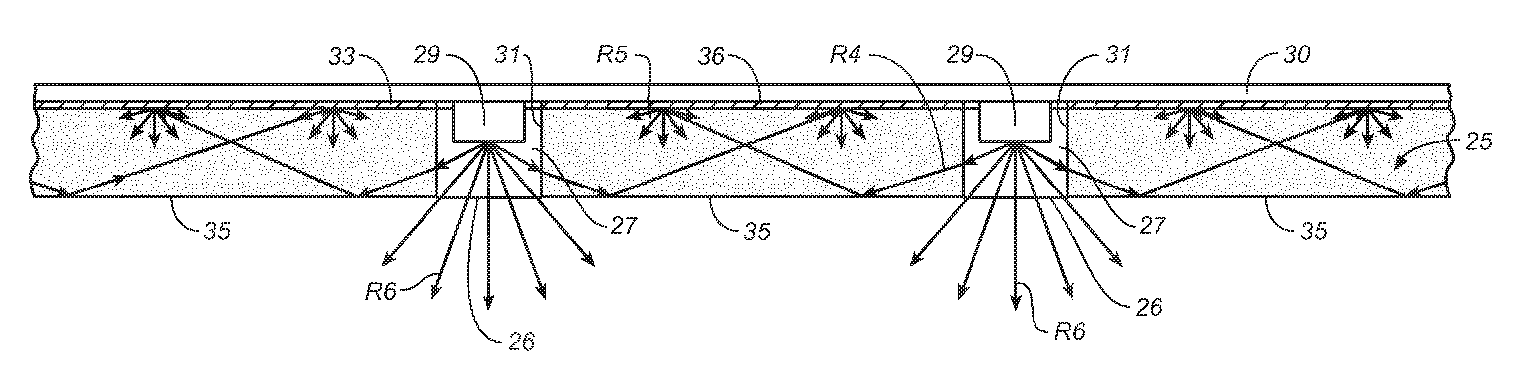 Optical system and method for managing brightness contrasts between high brightness light sources and surrounding surfaces