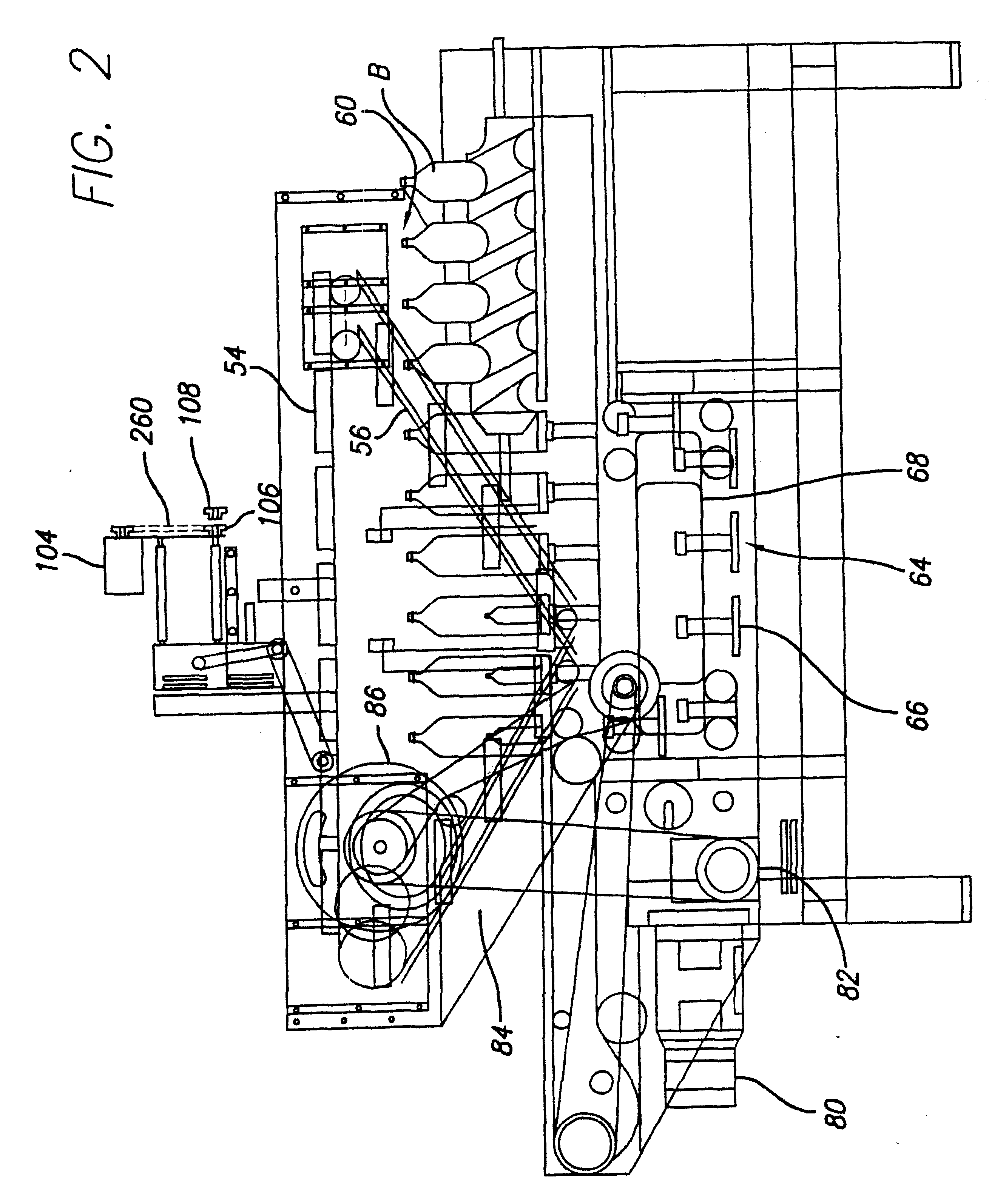 In-line continuous feed sleeve labeling machine and method