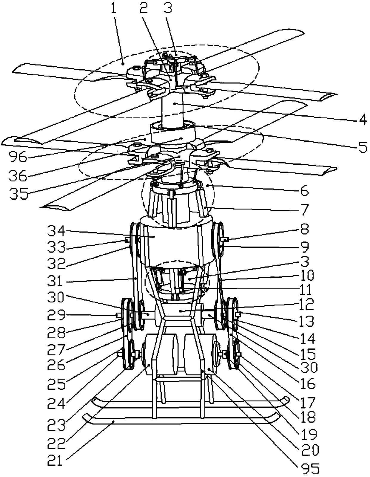 Parallel dual-engine coaxial unmanned helicopter