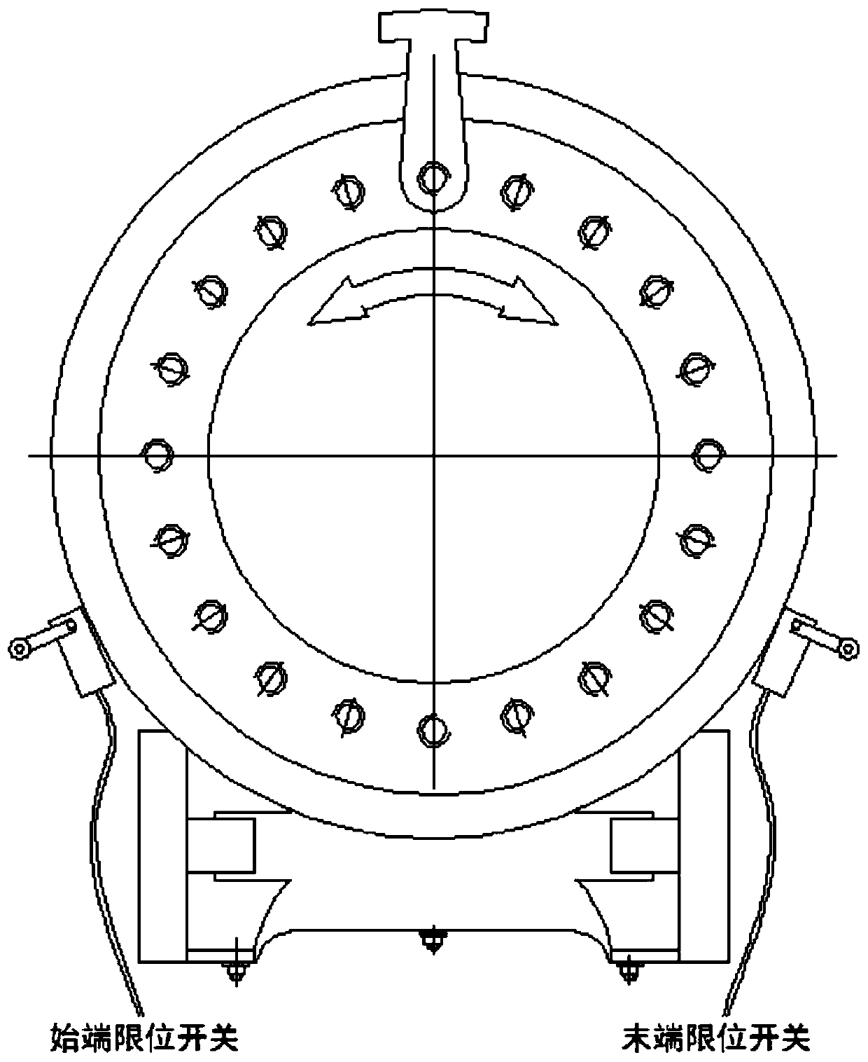 Built-in limiting device for slewing bearing and capable of adjusting angle range and application of built-in limiting device