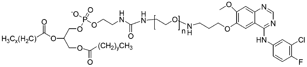 Polyethylene glycol-modified phospholipid derivative taking anilino-quinazoline as targeting ligand and preparation method thereof