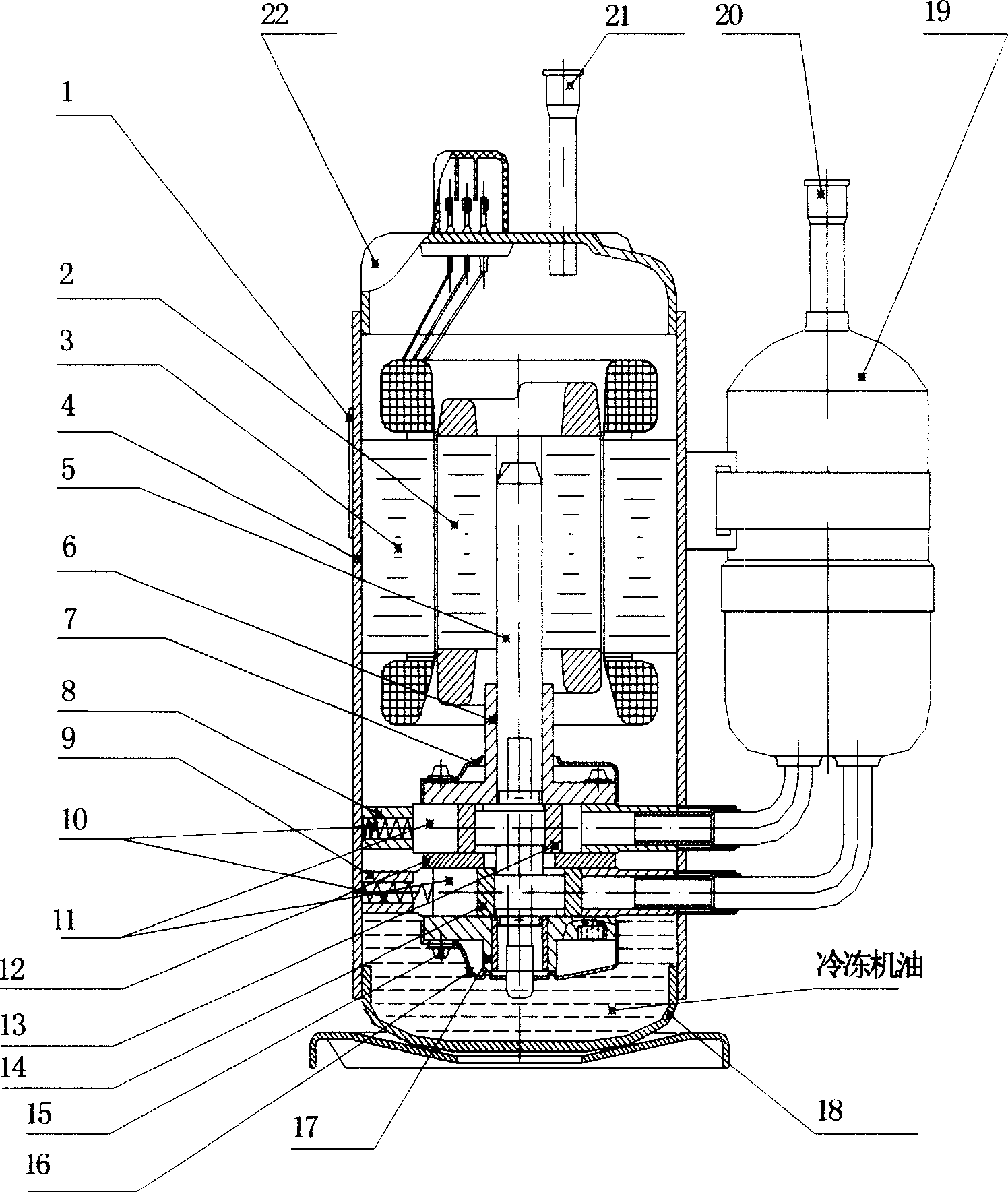 Rotary dual-cylinder compressor using exhaust middle partition board