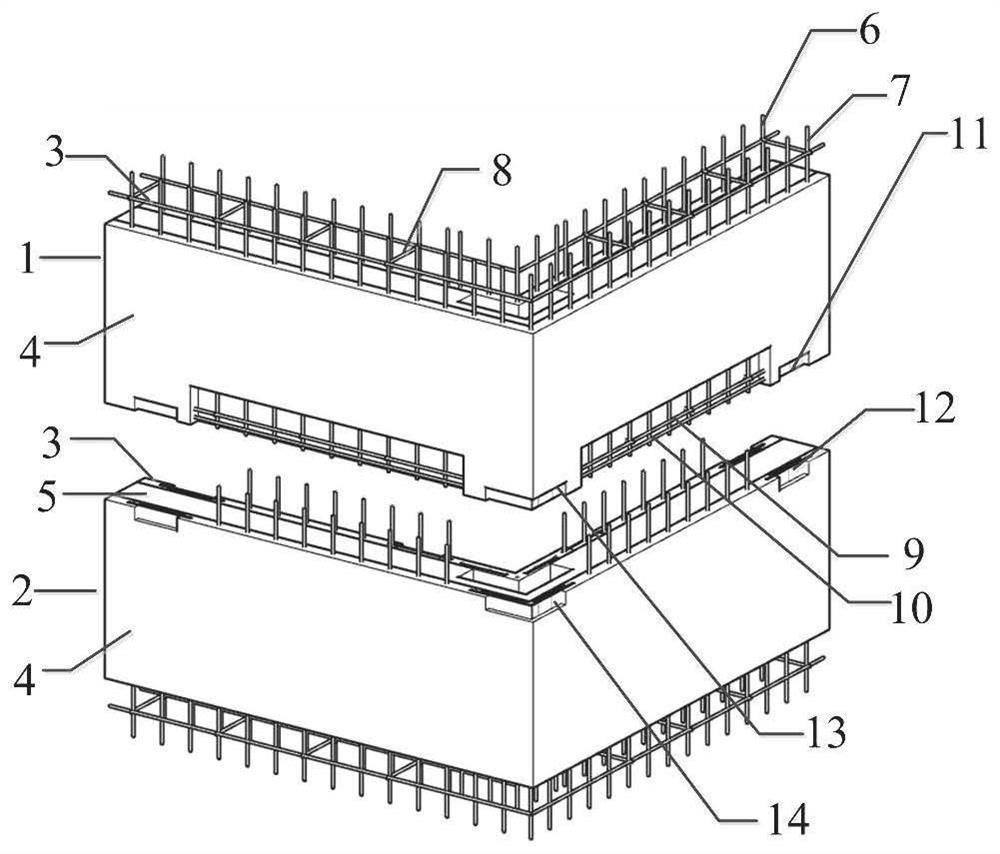 Assembled L-shaped composite wallboard self-tapping screw block and post-cast strip combined connection structure and construction method